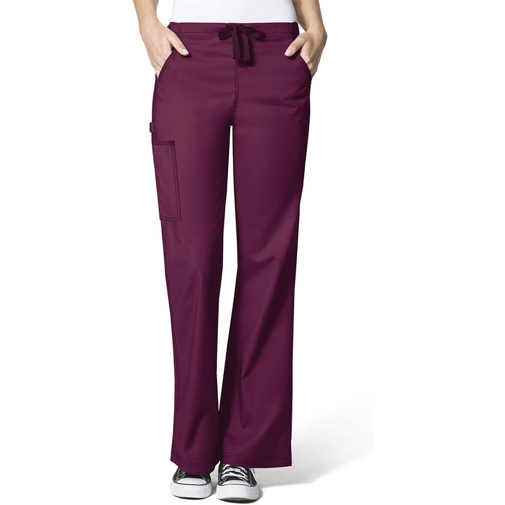 WINK WonderFLEX Grace – Women’s Flare Leg Cargo Scrub Pant, Wine, XS TAL