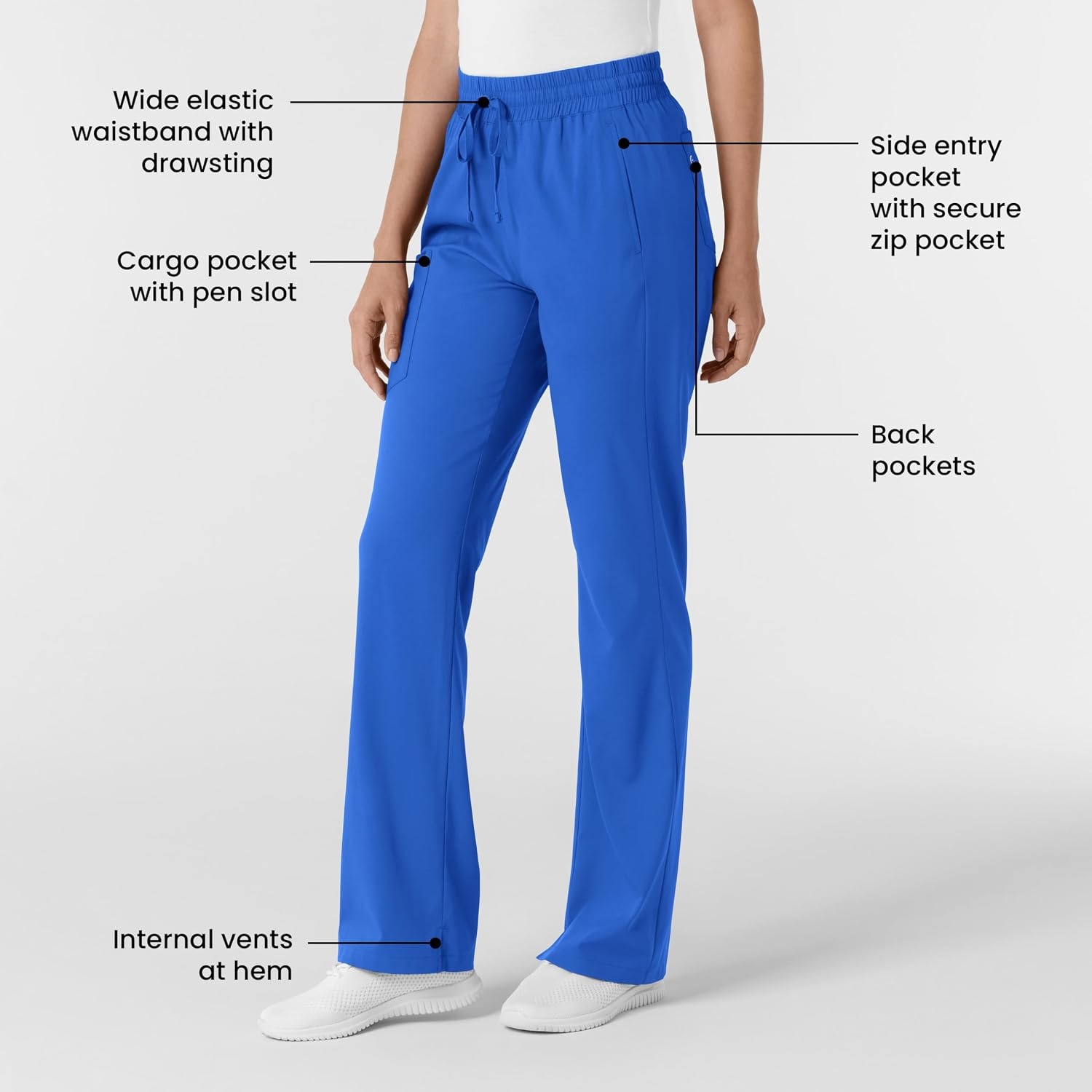 WINK Boundless Women’s Bootcut Scrub Pant | Womens Scrub Pant Teal Mid Rise(Royal)