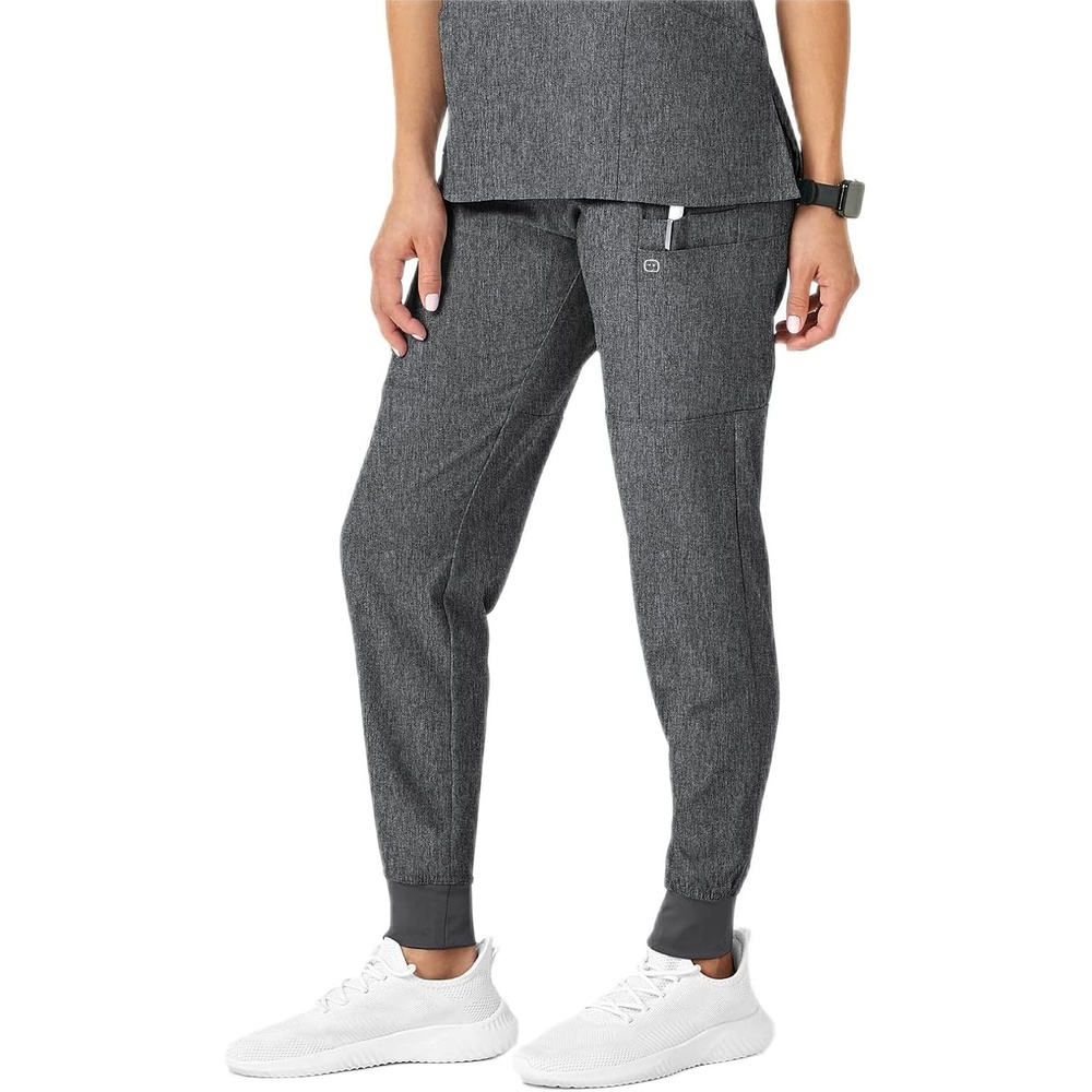 WINK Scrubs for Women, W123, Comfort Waist Cargo Joggers Pants with 8 Pockets(Charcoal Heather)