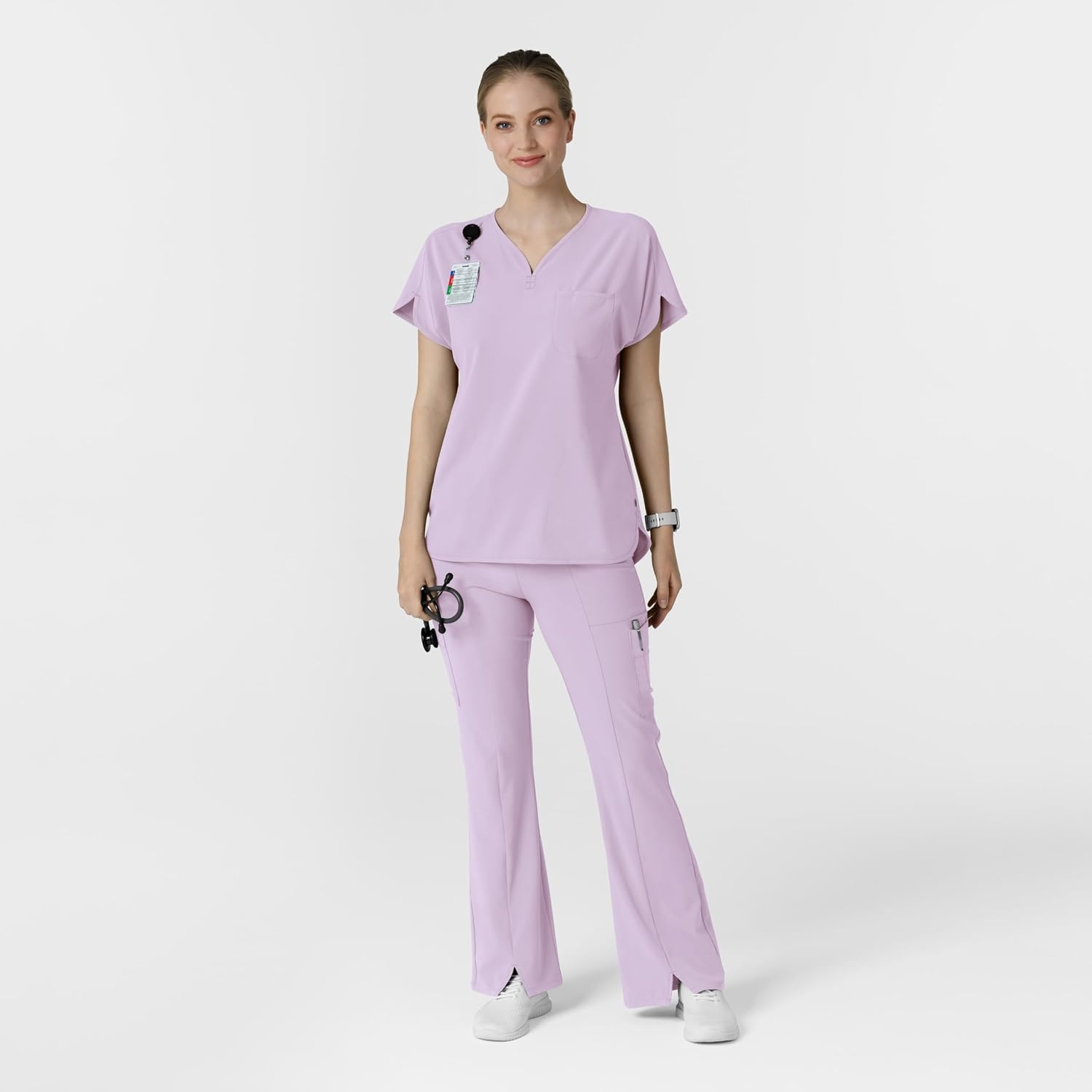 Wink Scrubs for Women, Renew, Cargo Flare Pants, with 7 Pockets(Pastel Lilac)