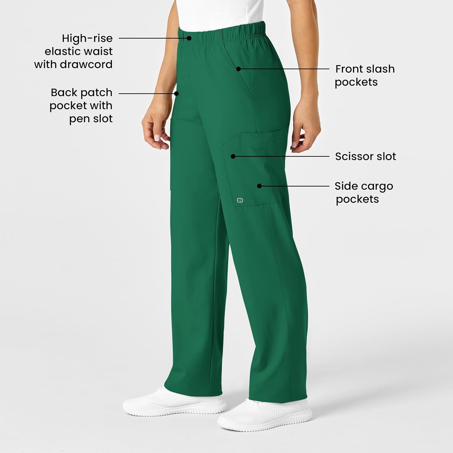 Wink W123 Unisex Multi-Cargo Scrub Pant(Hunter)