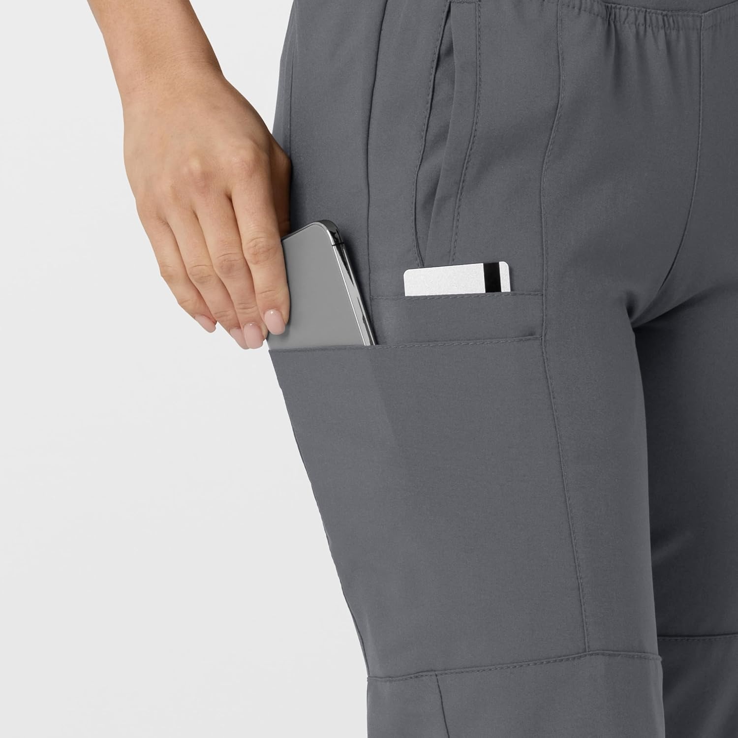 WINK Scrubs for Women, W123, Comfort Waist Cargo Joggers Pants with 8 Pockets(Pewter)