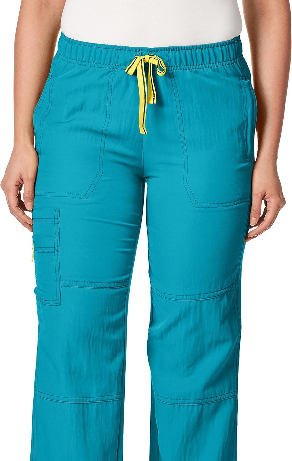 WonderWink Womens Four Stretch Cargo Scrub Pant(Real Teal)