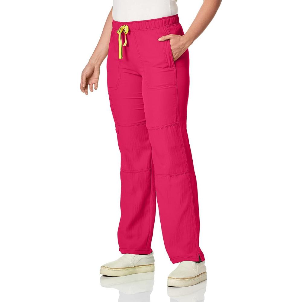 WonderWink Womens Four Stretch Cargo Scrub Pant(Strawberry)