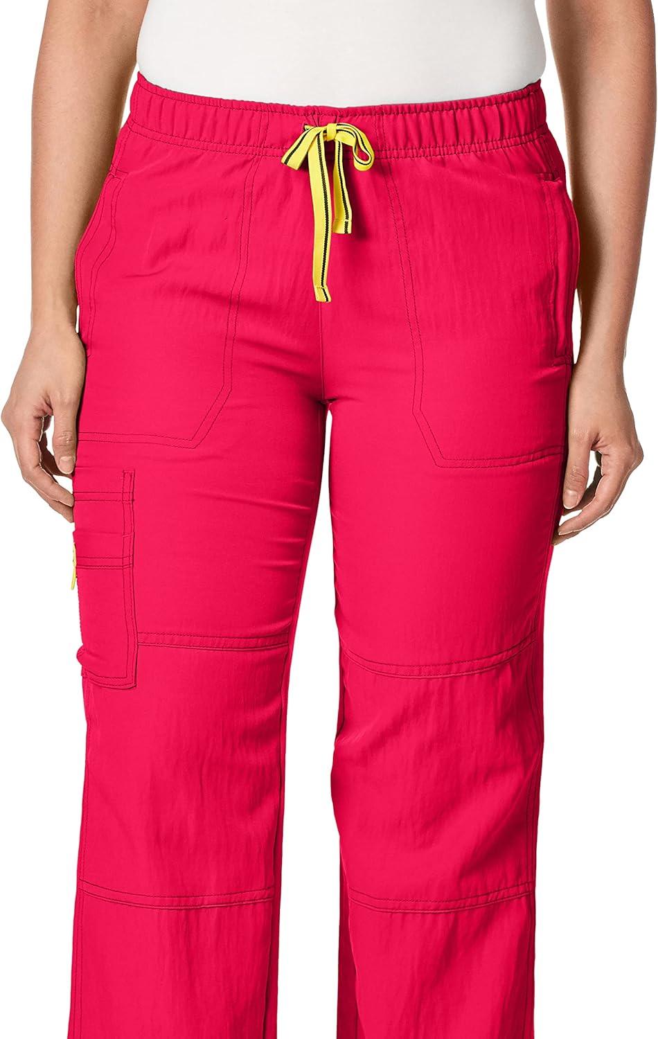 WonderWink Womens Four Stretch Cargo Scrub Pant(Strawberry)