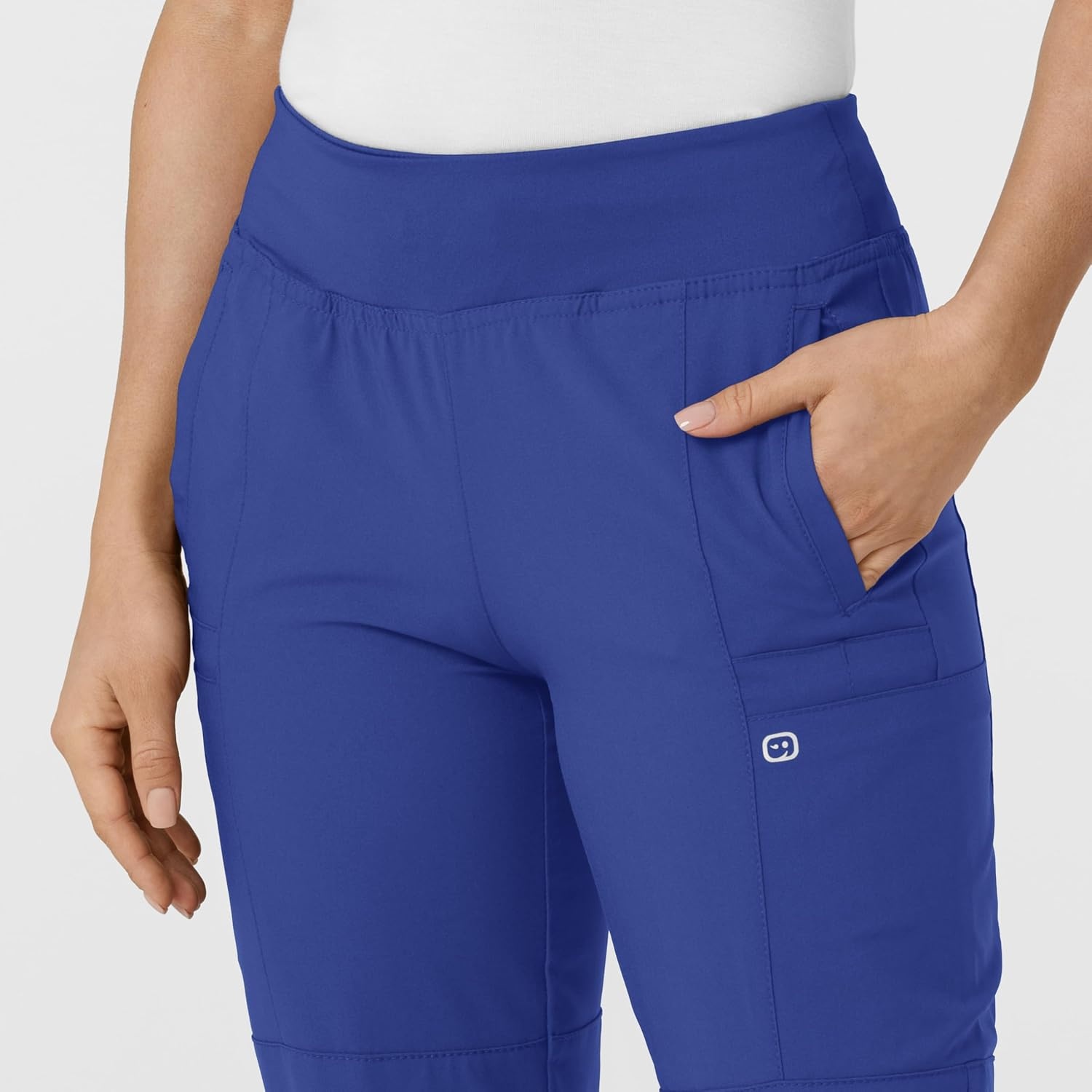 WINK Scrubs for Women, W123, Comfort Waist Cargo Joggers Pants with 8 Pockets(Galaxy Blue)