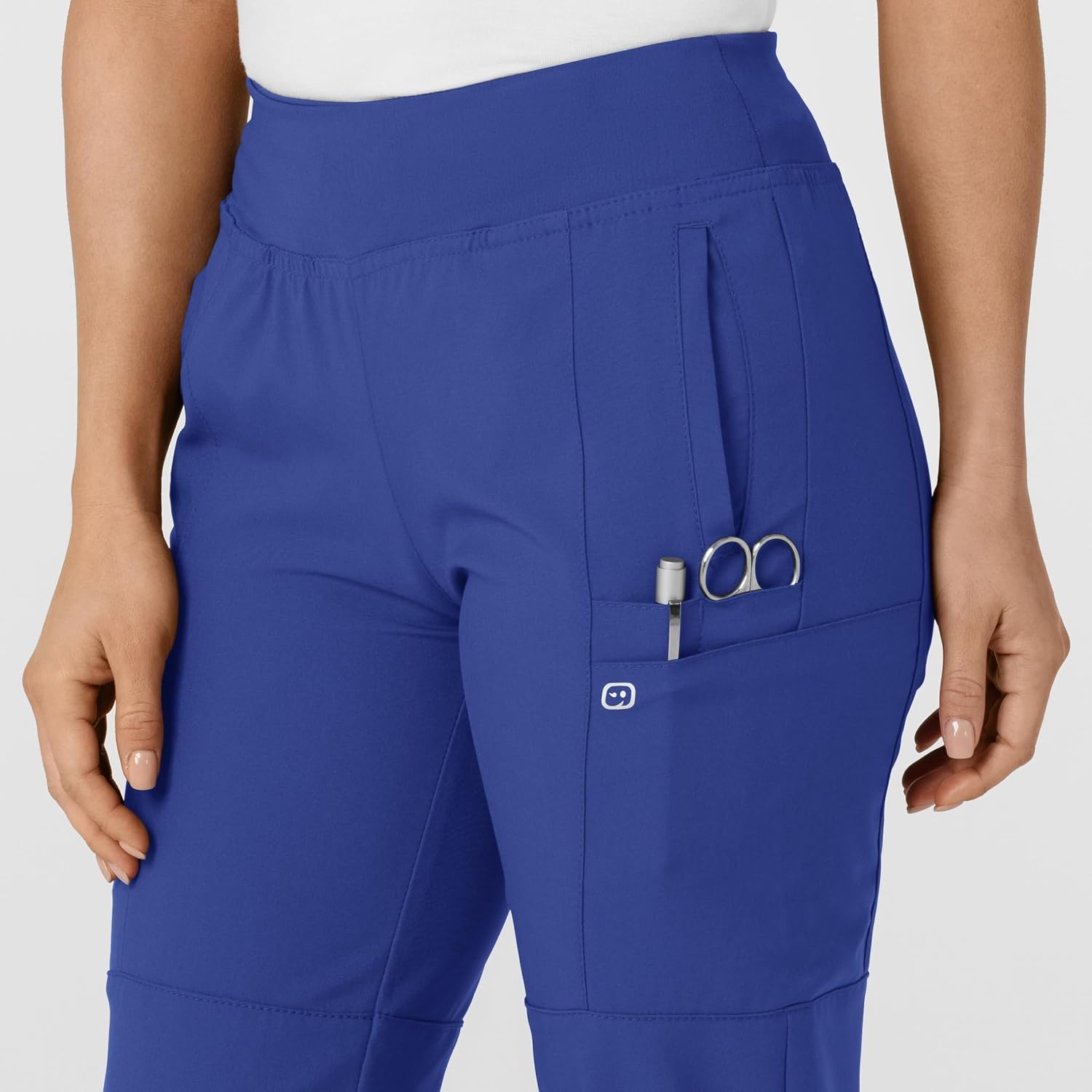 WINK Scrubs for Women, W123, Comfort Waist Cargo Joggers Pants with 8 Pockets(Galaxy Blue)