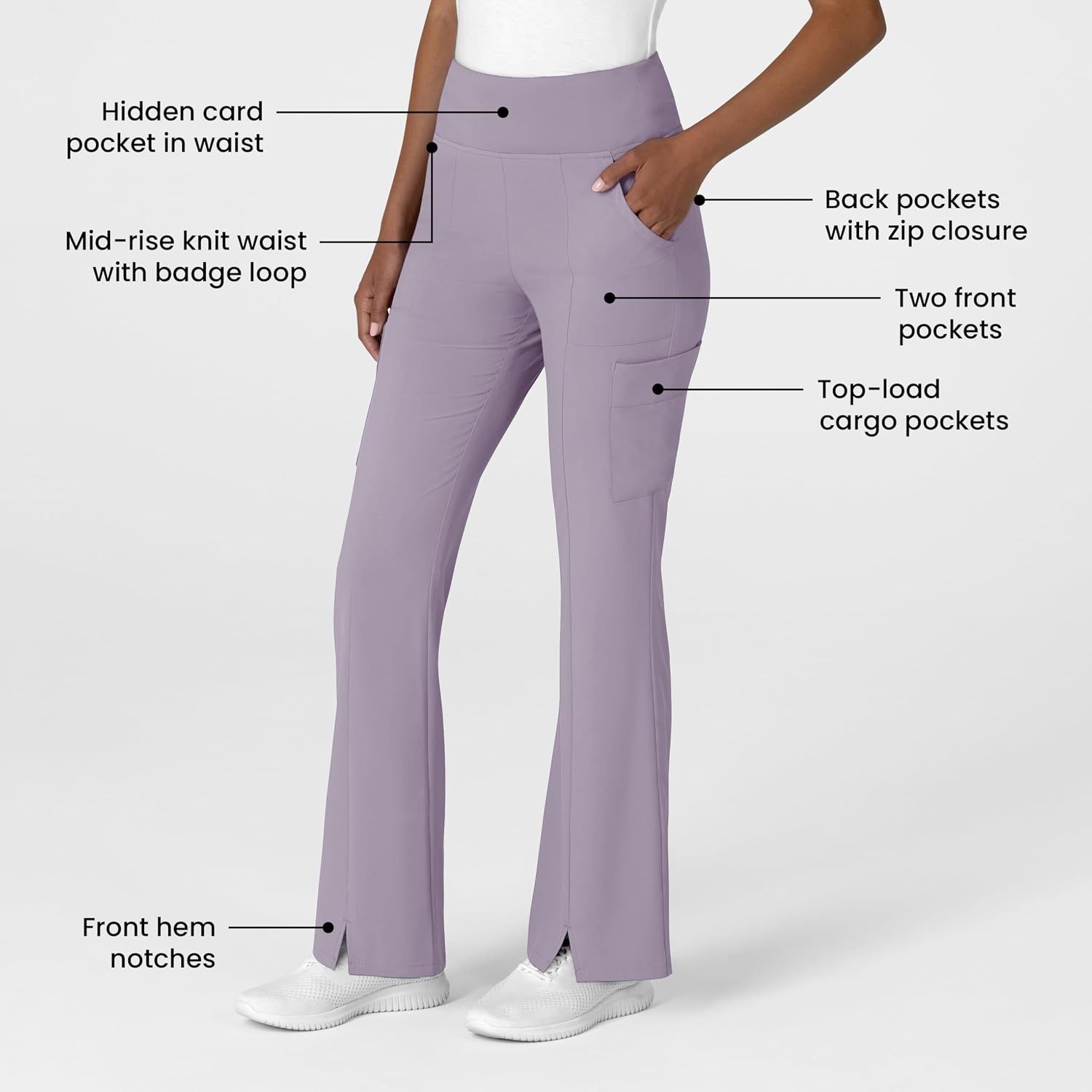 Wink Scrubs for Women, Renew, Cargo Flare Pants, with 7 Pockets(Wisteria)