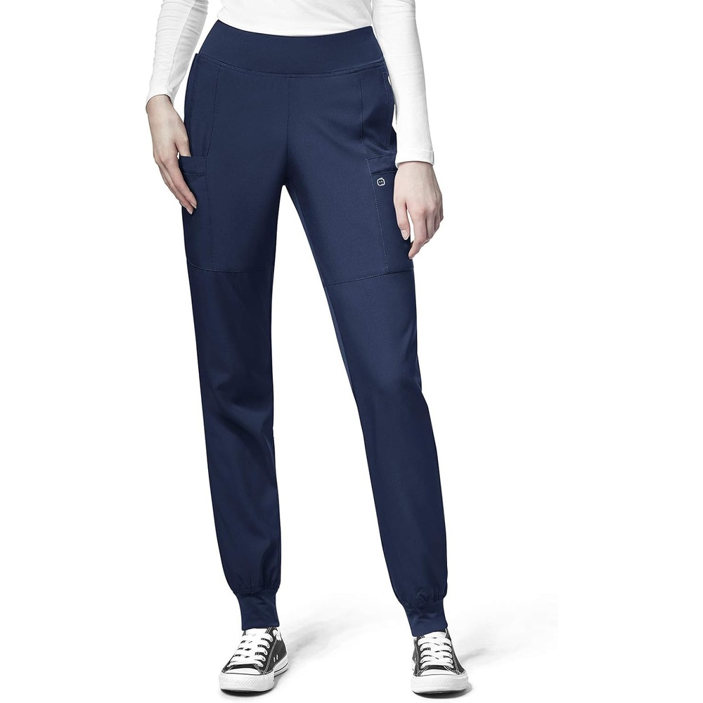 WINK Scrubs for Women, W123, Comfort Waist Cargo Joggers Pants with 8 Pockets(Navy)