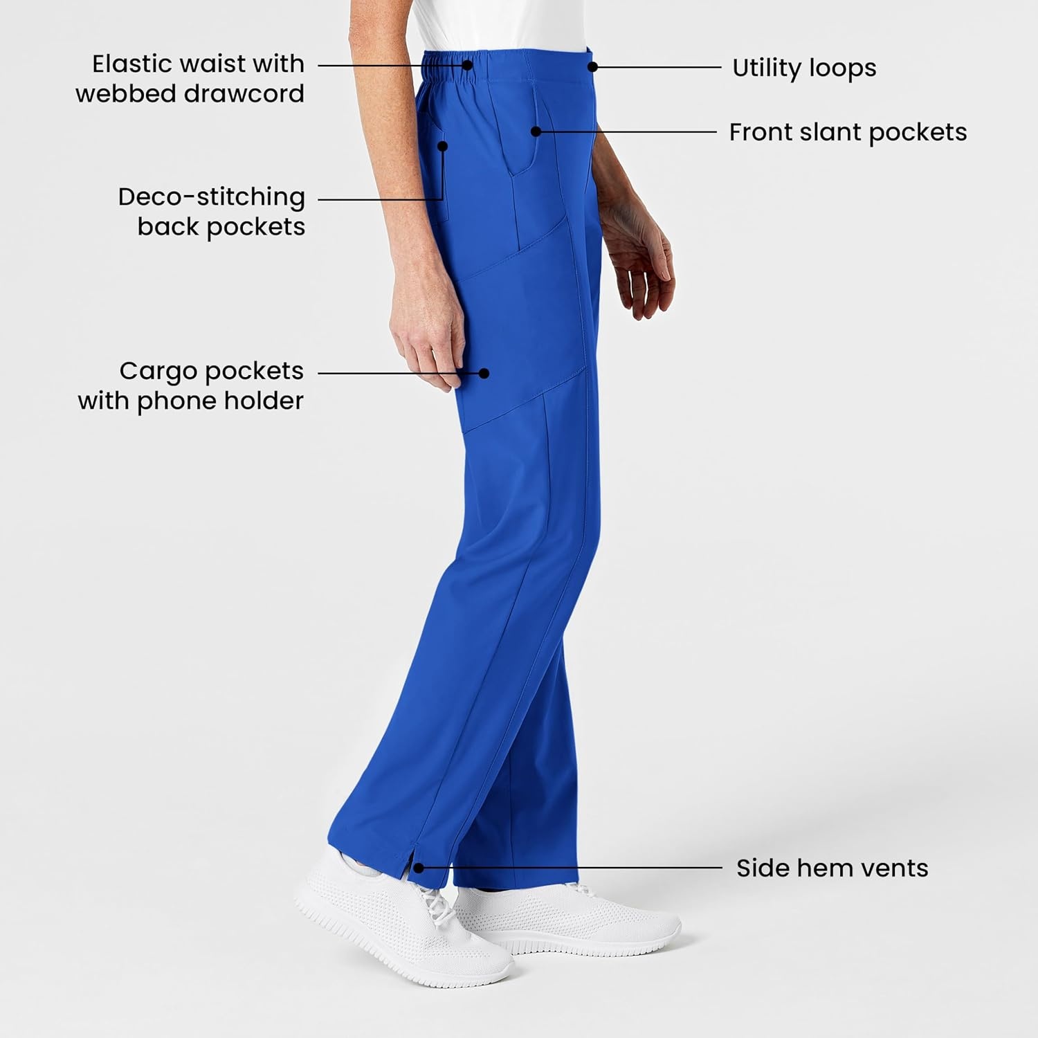 Wink W123 Women’s Flat Front Cargo Scrub Pant(Royal)