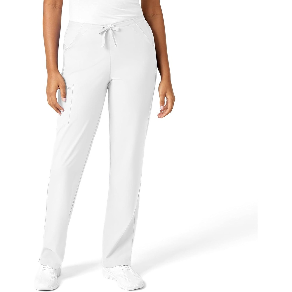 WonderWink W123 Women’s Drawstring Scrub Pant — White, 2X Small Petite
