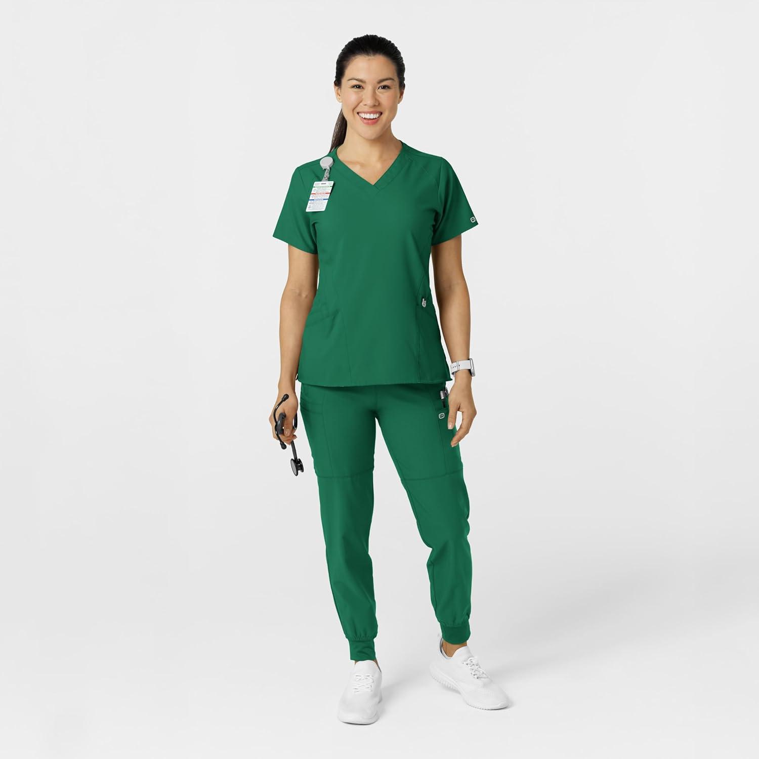 Women’s Comfort Waist Cargo Jogger Scrub Pant, Red, S(Hunter Green)