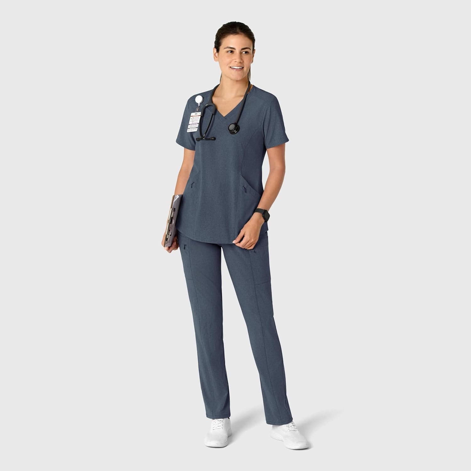 Wink Renew Women’s High Waist Slim Leg Scrub Pant(Navy Heather)