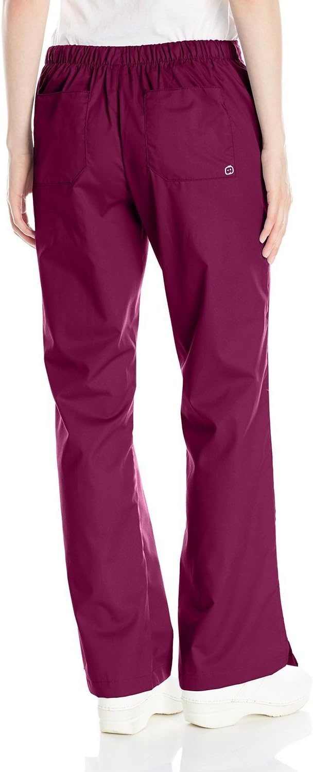 WINK WonderWORK Women’s Flare Leg Scrub Pant, Wine, 4XL