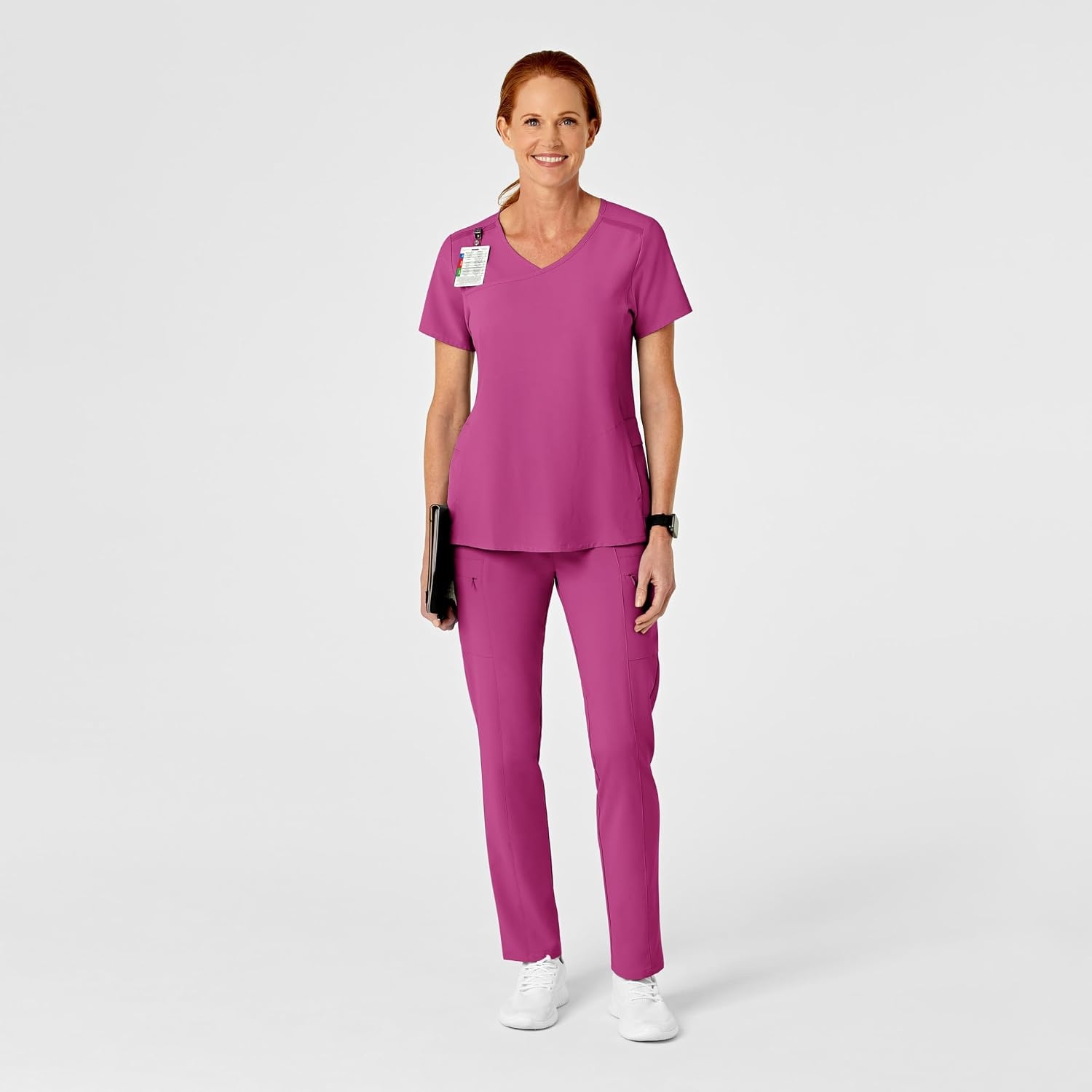 Wink Renew Women’s High Waist Slim Leg Scrub Pant(Raspberry)