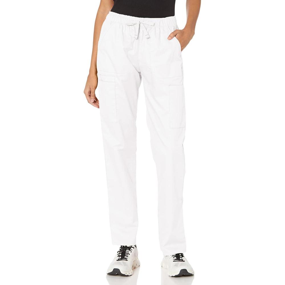 WonderWink Womens Convertible Slim Leg Cargo Pant(White)