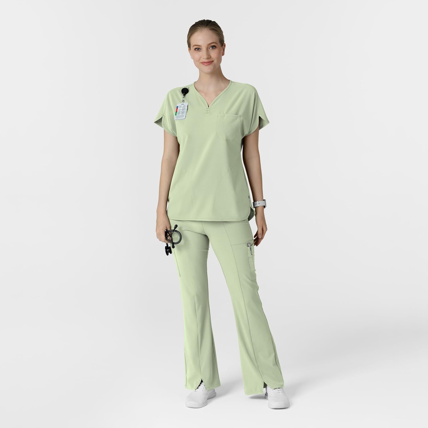 Wink Scrubs for Women, Renew, Cargo Flare Pants, with 7 Pockets(Fresh Mint)