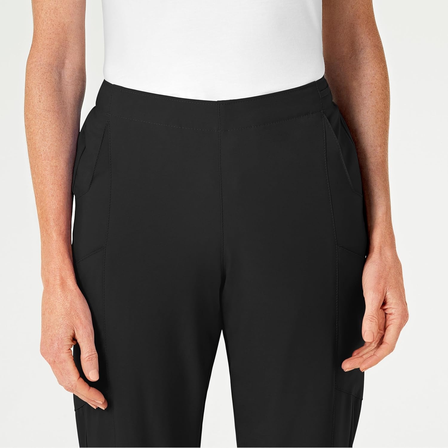 Wink W123 Women’s Flat Front Cargo Scrub Pant(Black)