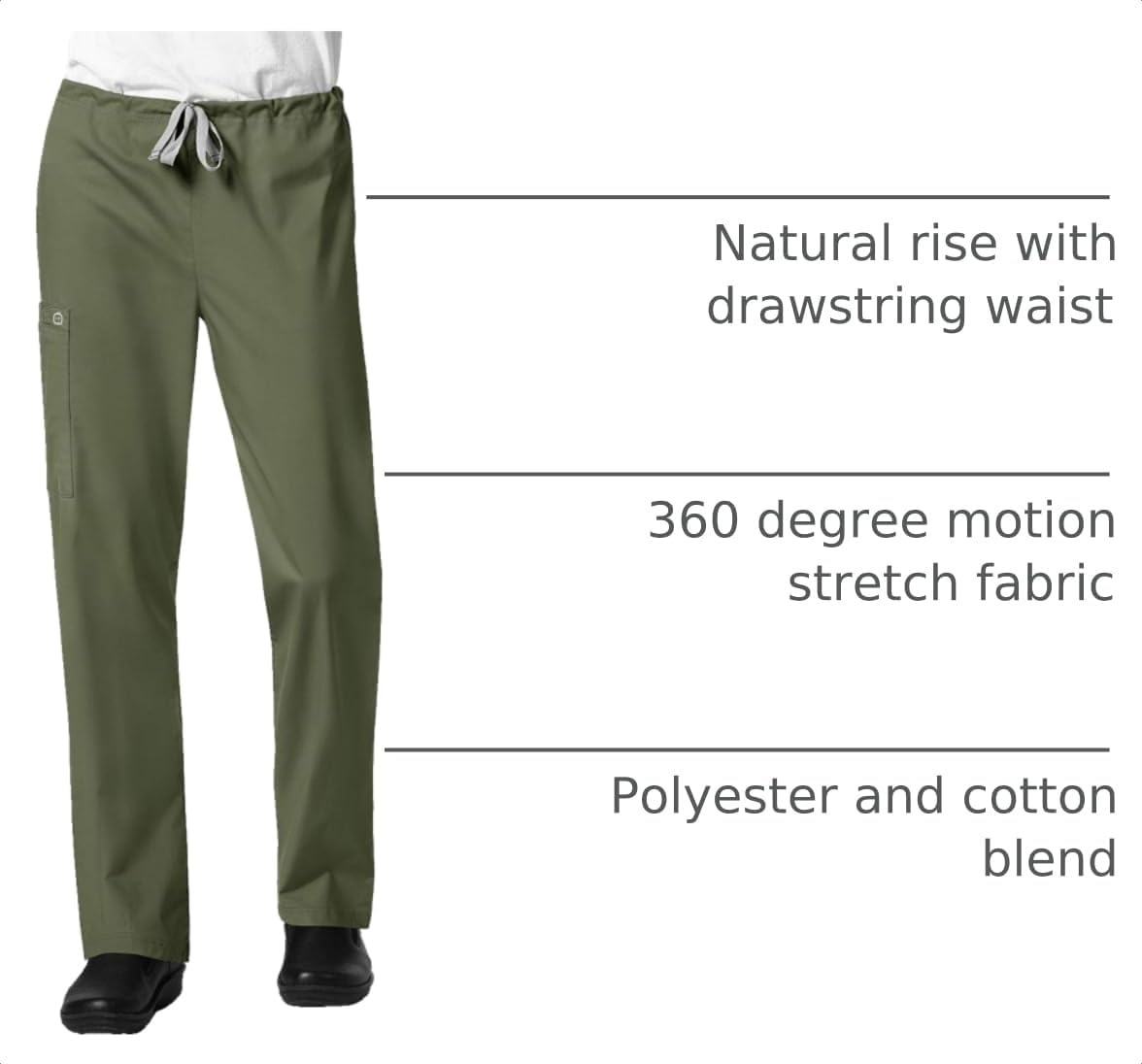 WINK WonderWORK Unisex Drawstring Cargo Scrub Pant(Olive)