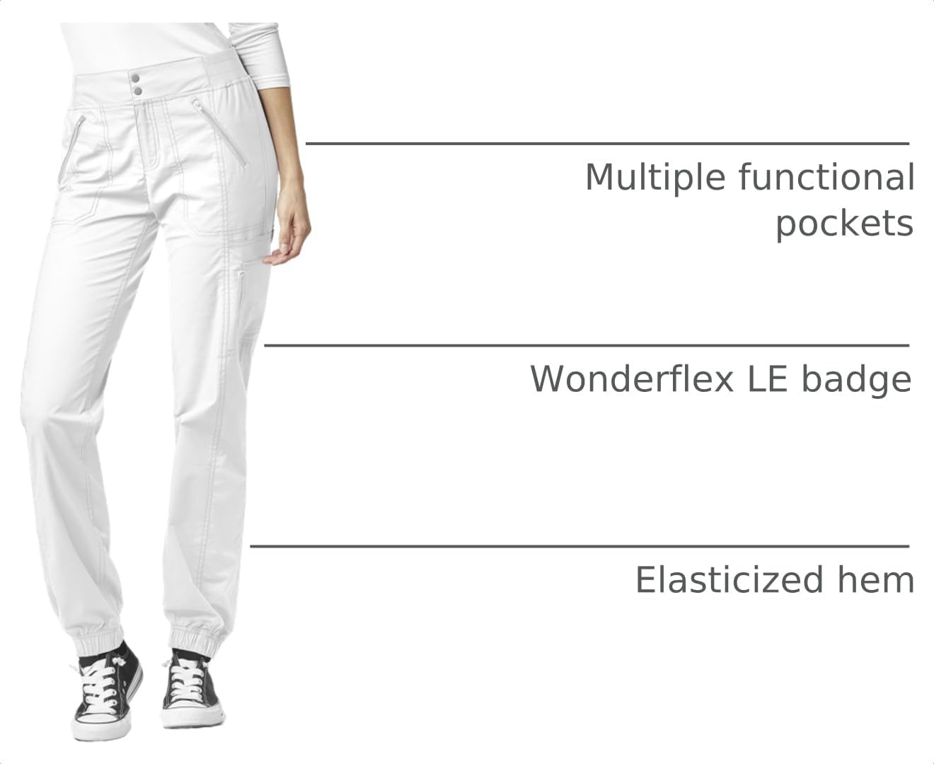 Wink Women’s Love Utility Cargo Zip Jogger Pant(True White)