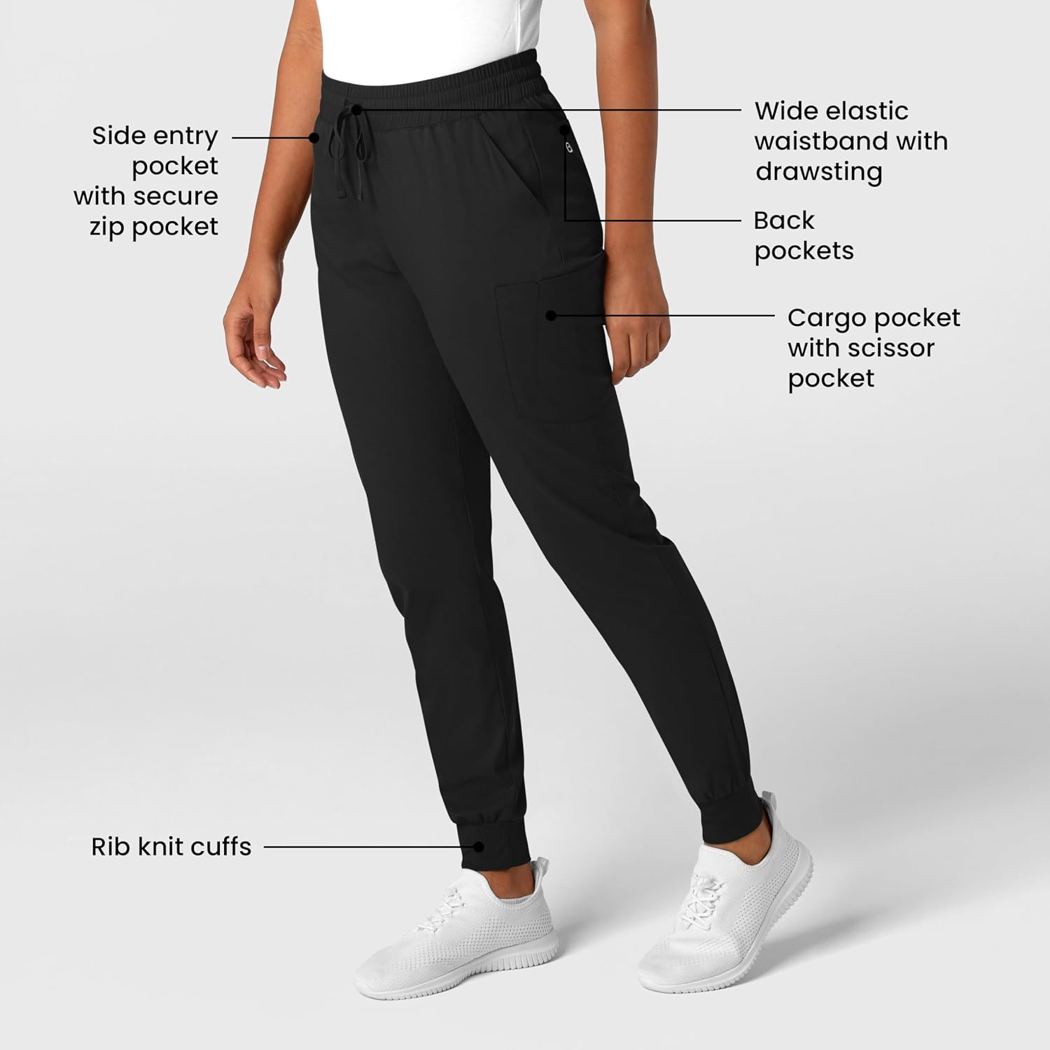 Wink Boundless Women’s Jogger Scrub Pant(Black)