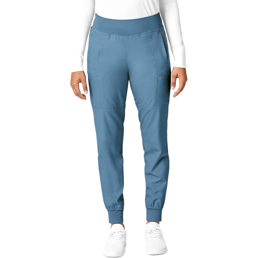 WINK Scrubs for Women, W123, Comfort Waist Cargo Joggers Pants with 8 Pockets(Pacific Blue)
