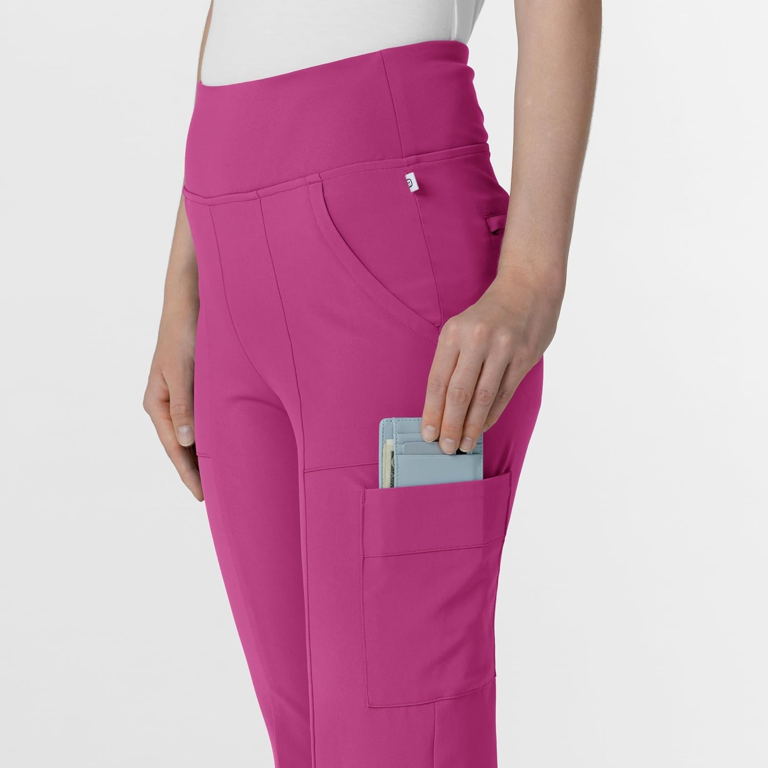 Wink Scrubs for Women, Renew, Cargo Flare Pants, with 7 Pockets(Raspberry)