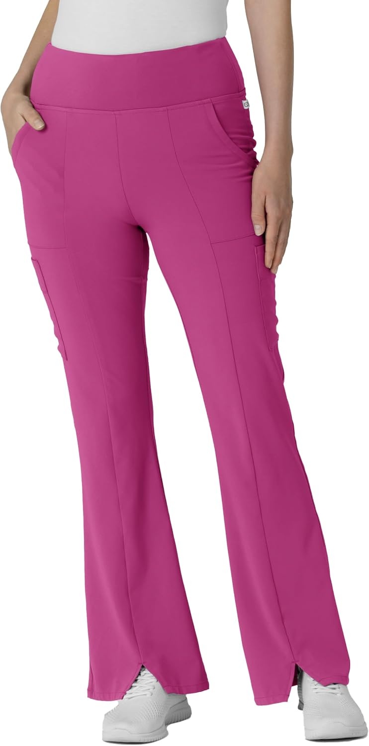 Wink Scrubs for Women, Renew, Cargo Flare Pants, with 7 Pockets(Raspberry)