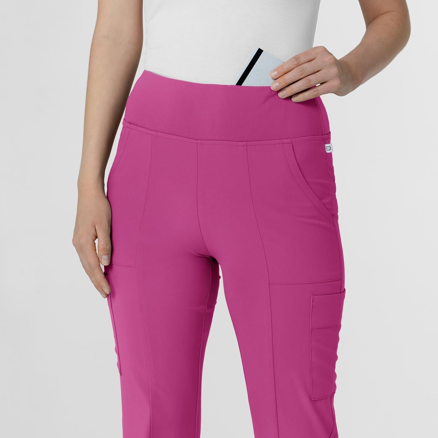 Wink Scrubs for Women, Renew, Cargo Flare Pants, with 7 Pockets(Raspberry)
