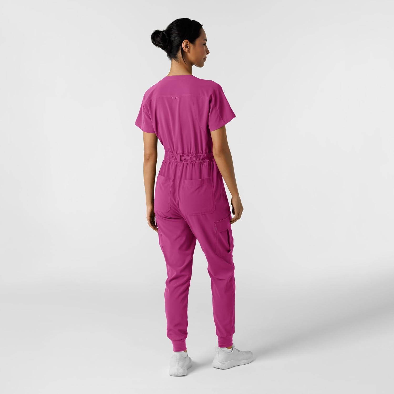 WINK RENEW Women’s Cargo Jogger Scrub Jumpsuit(Raspberry)