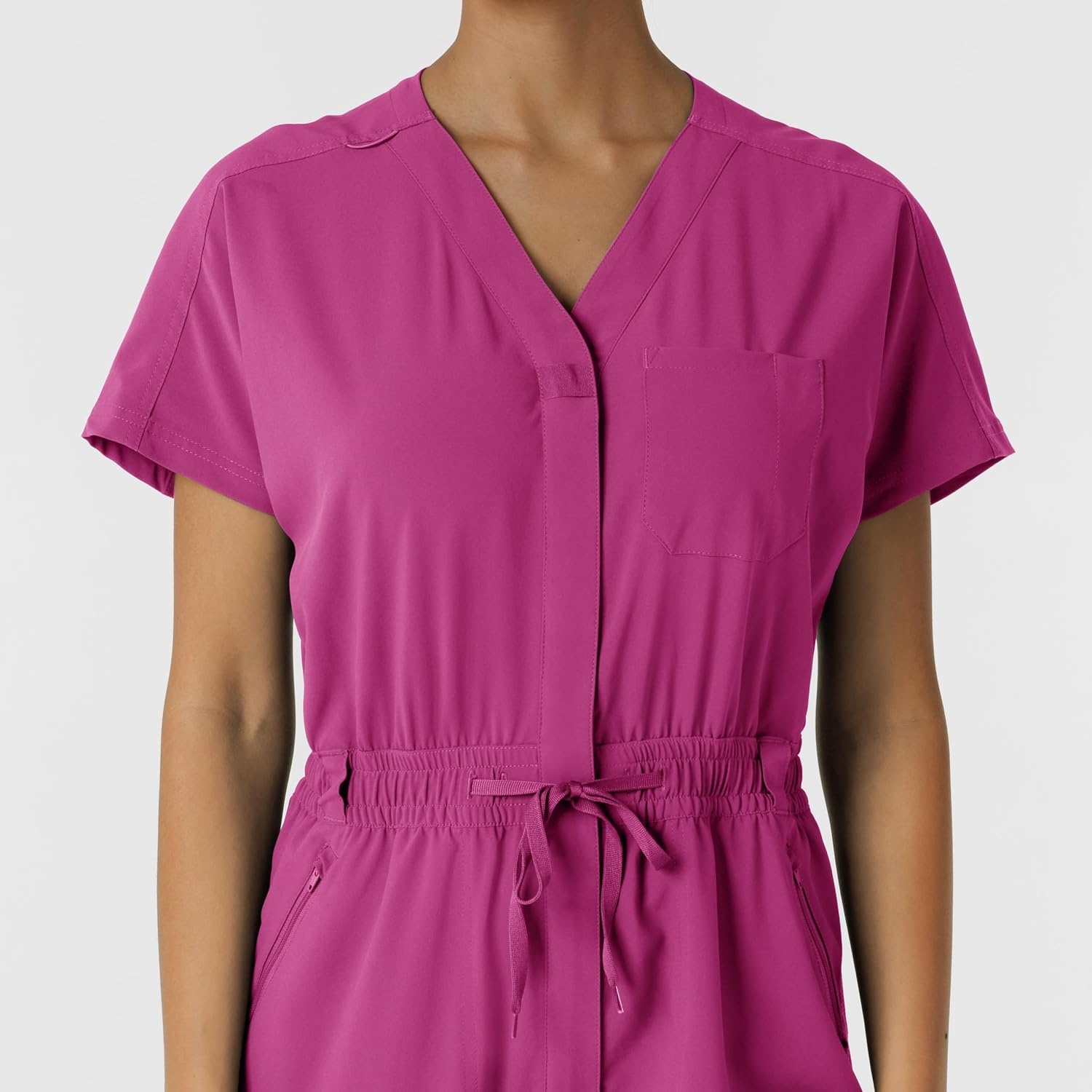 WINK RENEW Women’s Cargo Jogger Scrub Jumpsuit(Raspberry)