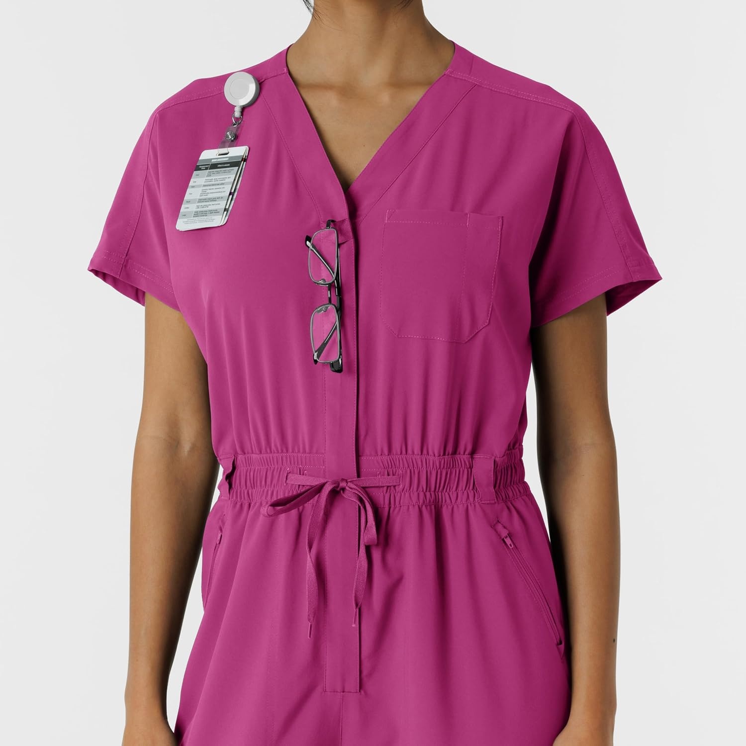 WINK RENEW Women’s Cargo Jogger Scrub Jumpsuit(Raspberry)