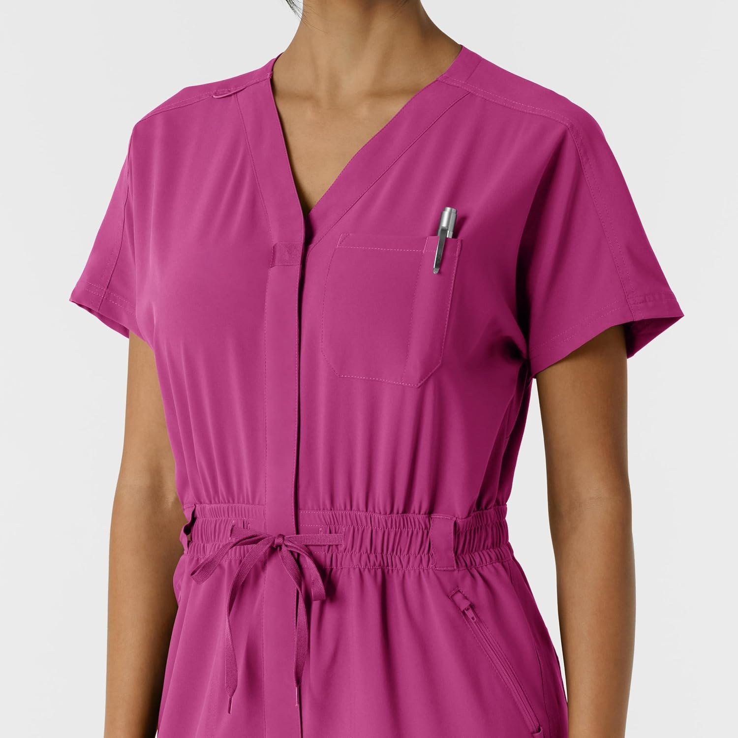 WINK RENEW Women’s Cargo Jogger Scrub Jumpsuit(Raspberry)