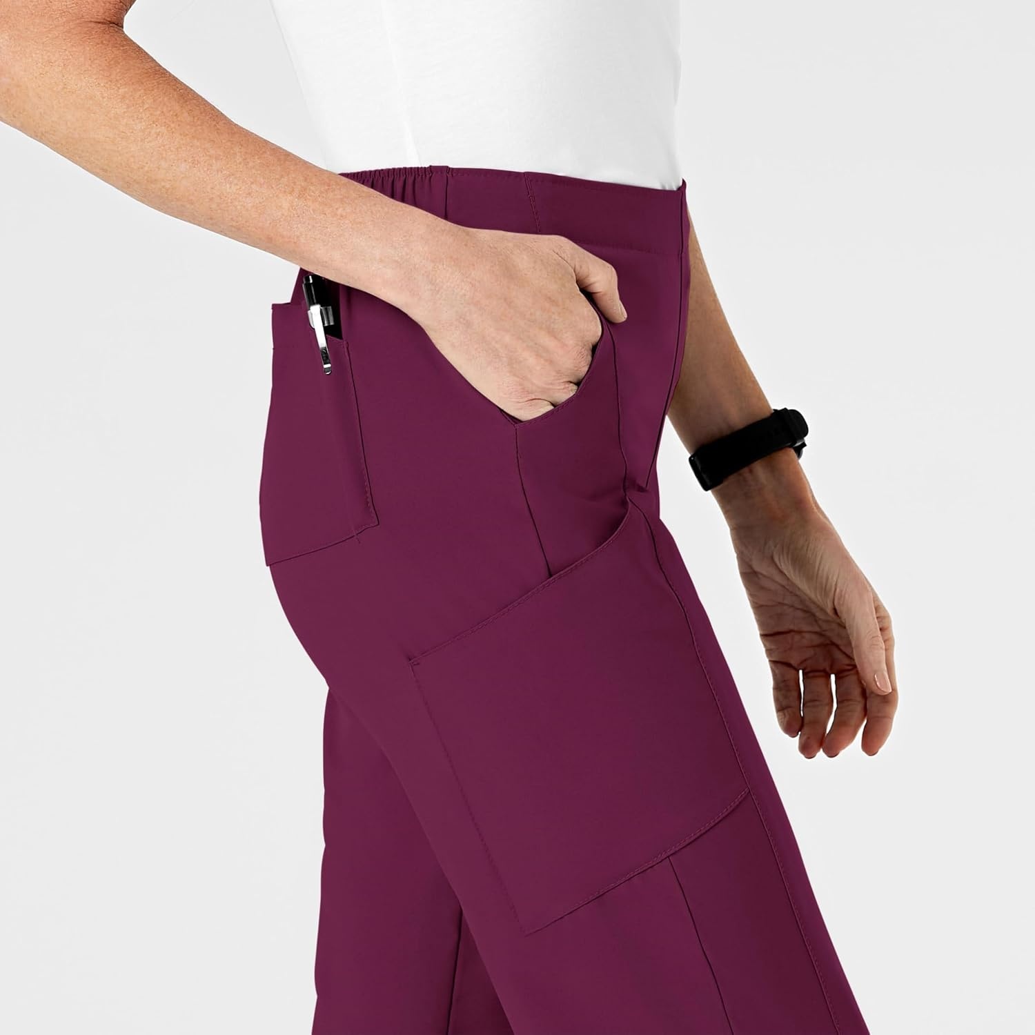 Wink W123 Women’s Flat Front Cargo Scrub Pant(Wine)