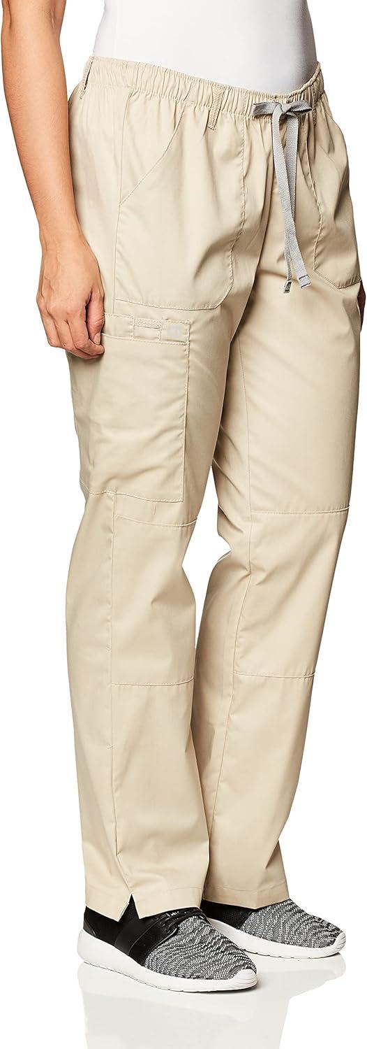 WonderWink Women’s Petite-Plus-Size Wonderwork Straight Leg Cargo Scrub Pant(Khaki)