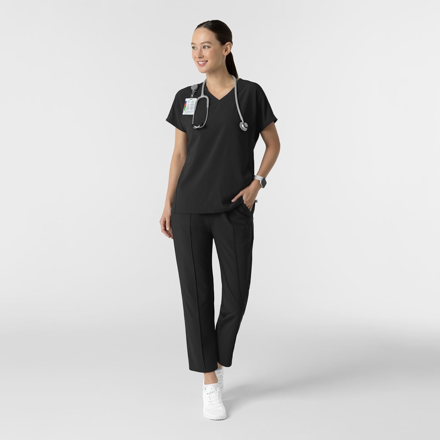 Wink Renew Women’s Pintuck Scrub Pant(Black)