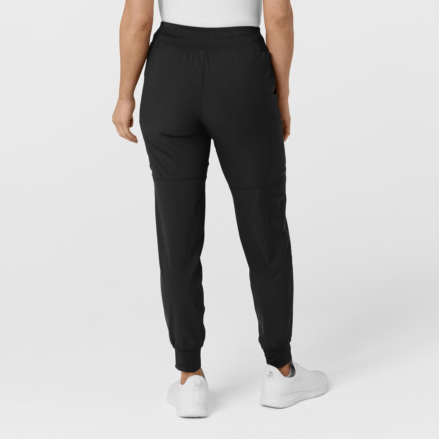 Women’s Comfort Waist Cargo Jogger Scrub Pant, Red, S(Black)