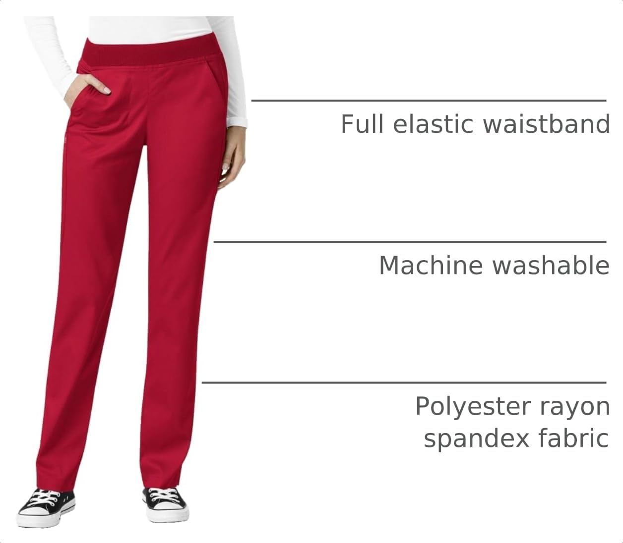 Wink PRO Women’s Knit Waist Cargo Scrub Pant(Red)