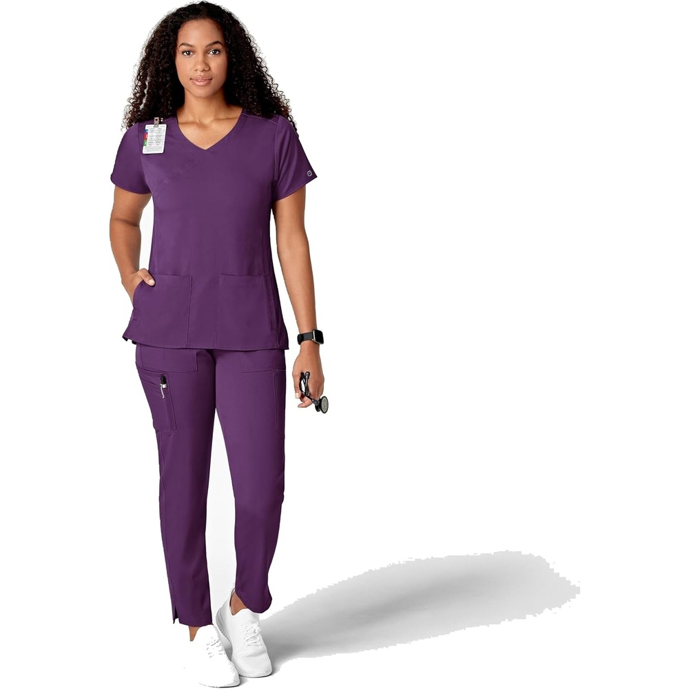 Wink PRO Women’s Slim Leg Cargo Scrub Pant(Eggplant)