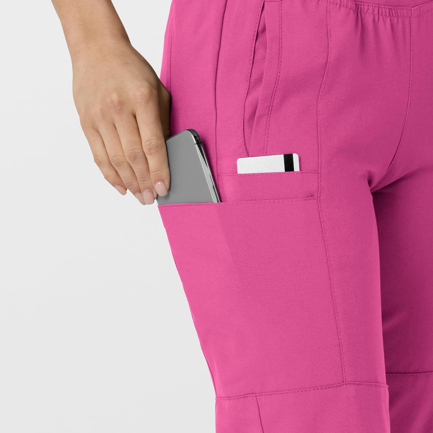 Wink W123 Women’s Comfort Waist Cargo Jogger Scrub Pant(Hot Pink)