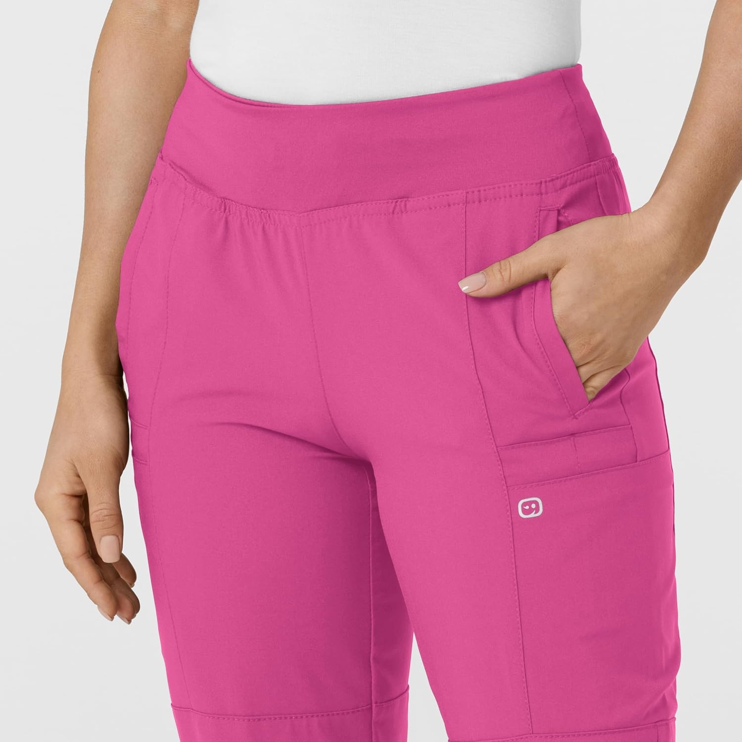 Wink W123 Women’s Comfort Waist Cargo Jogger Scrub Pant(Hot Pink)