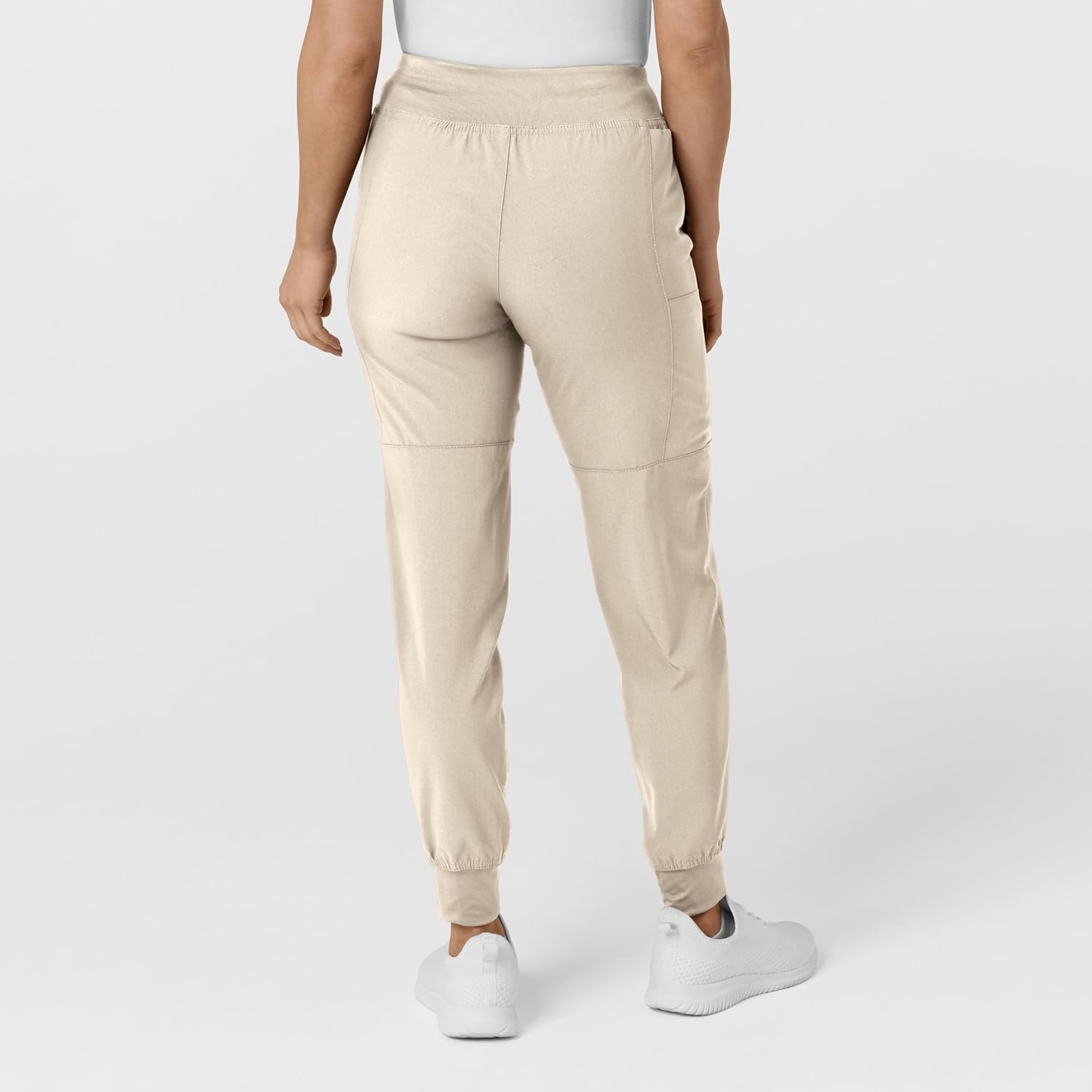 WINK Scrubs for Women, W123, Comfort Waist Cargo Joggers Pants with 8 Pockets(Khaki)