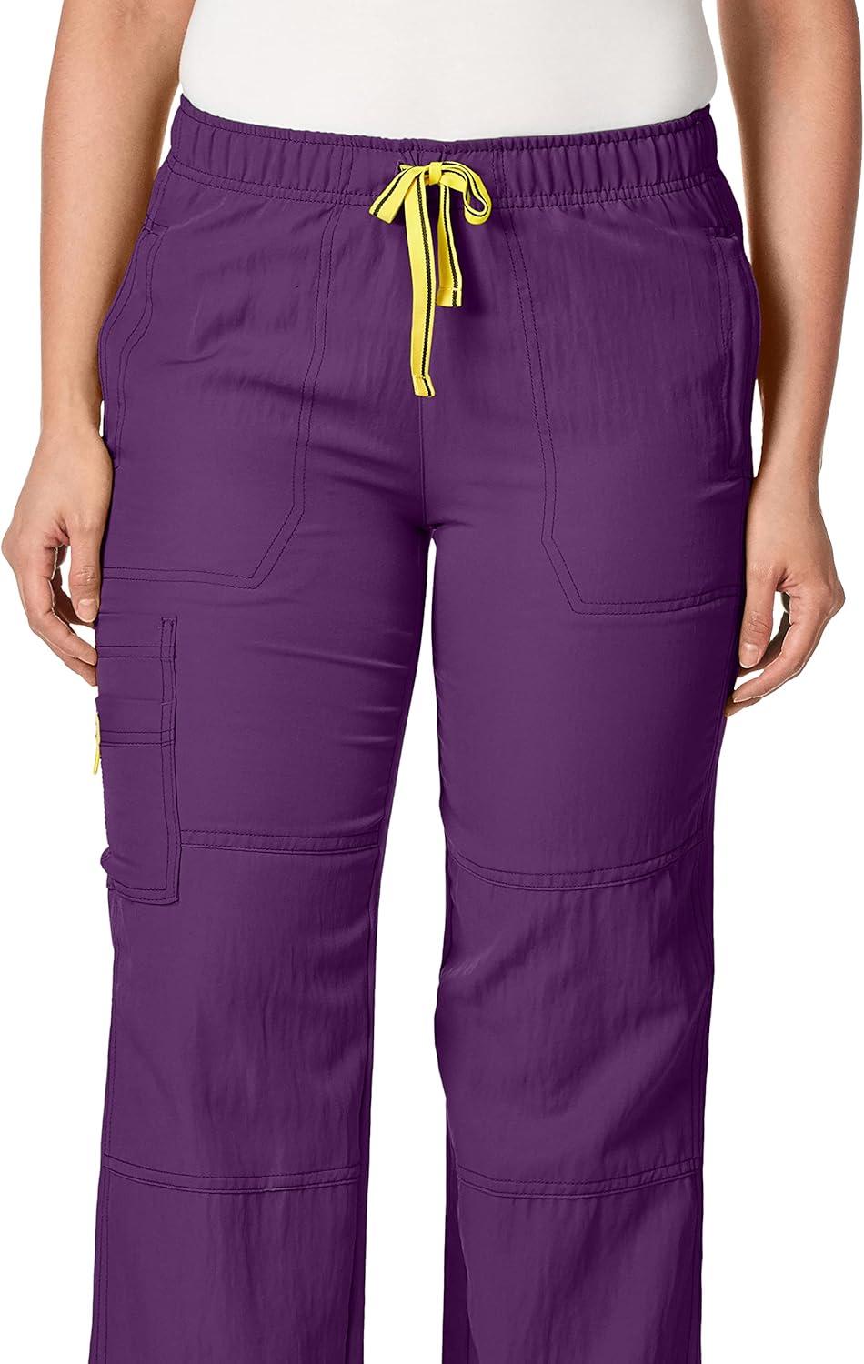 WonderWink Womens Four Stretch Cargo Scrub Pant(Eggplant Purple)