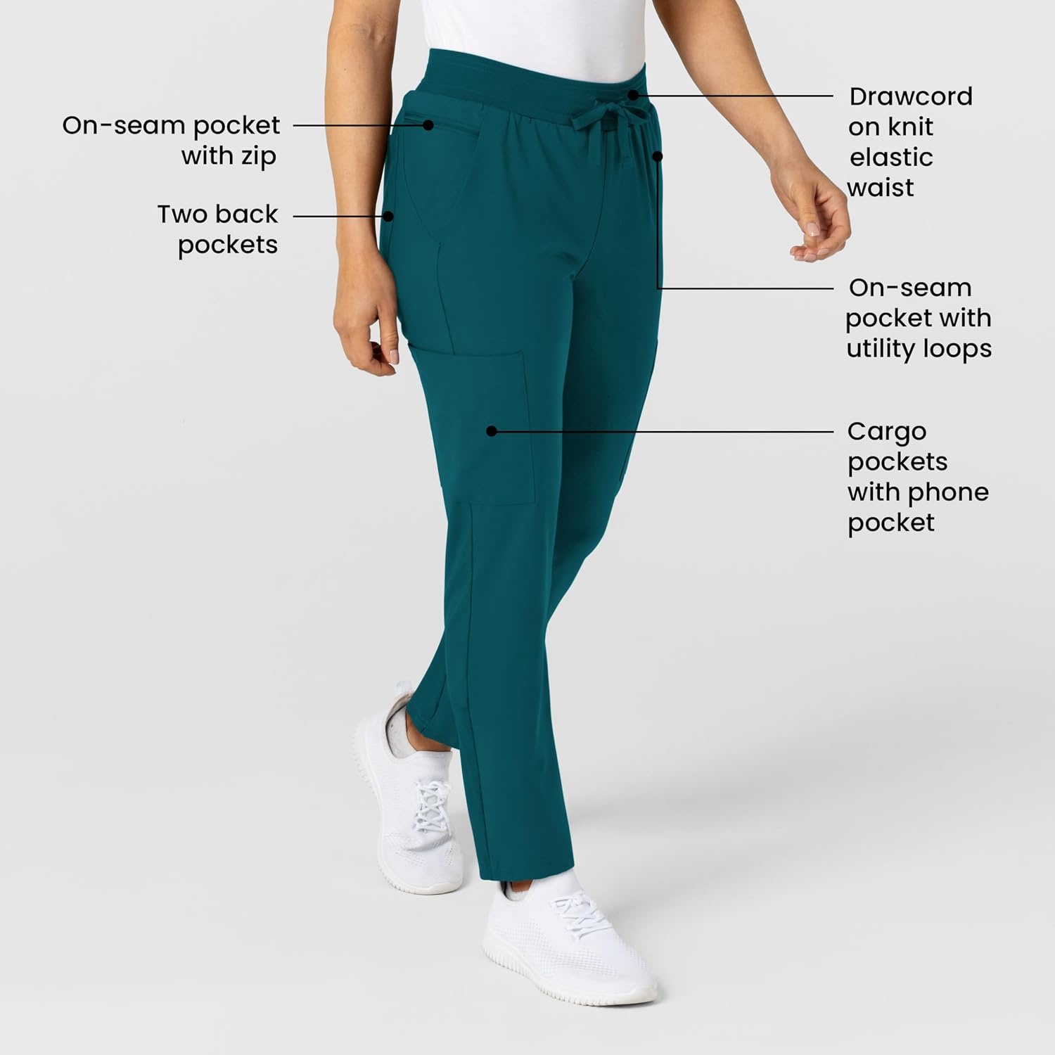 Wink W123 Women’s Flex-n-Reach Track Scrub Pant(Caribbean)