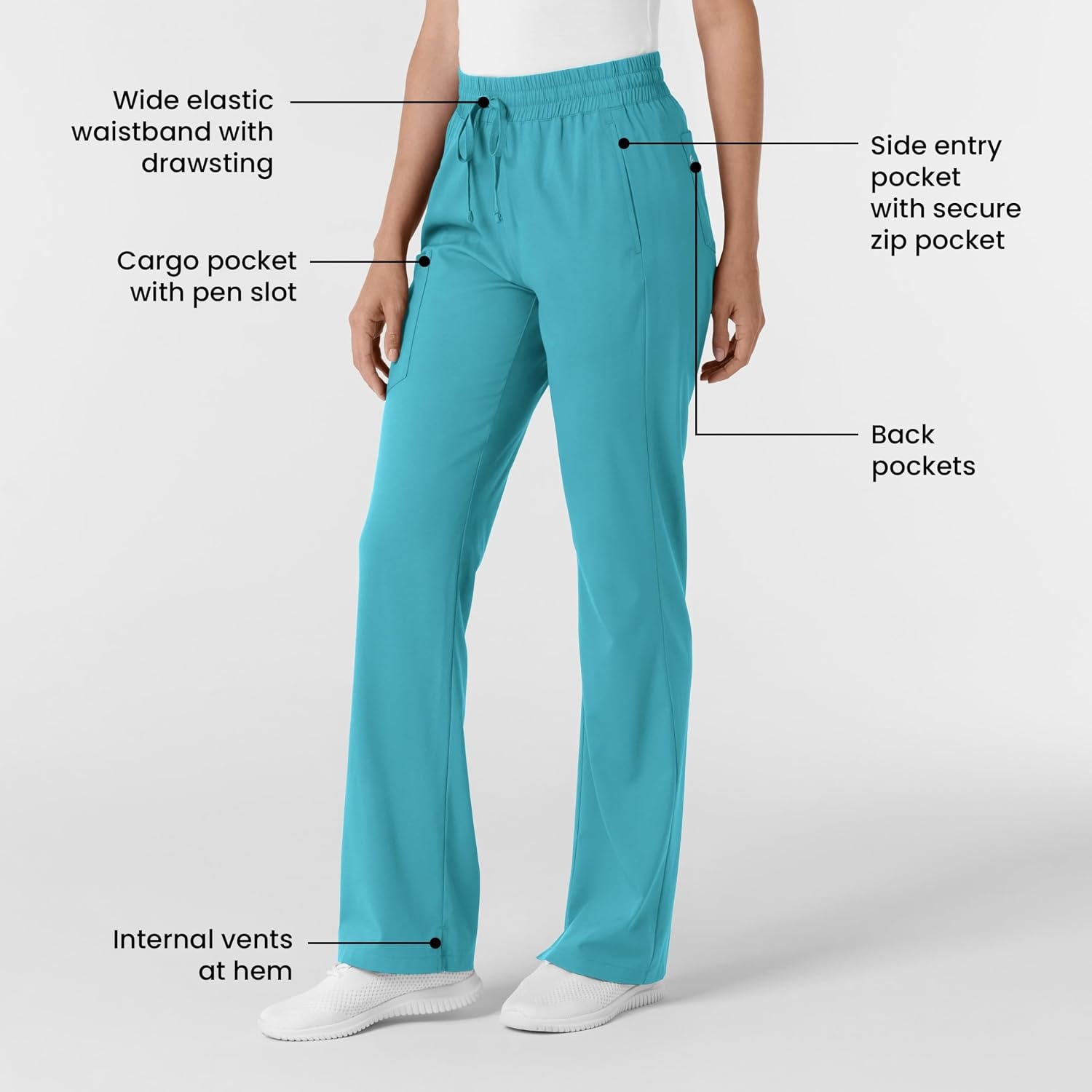 WINK Boundless Women’s Bootcut Scrub Pant | Womens Scrub Pant Teal Mid Rise(Teal)