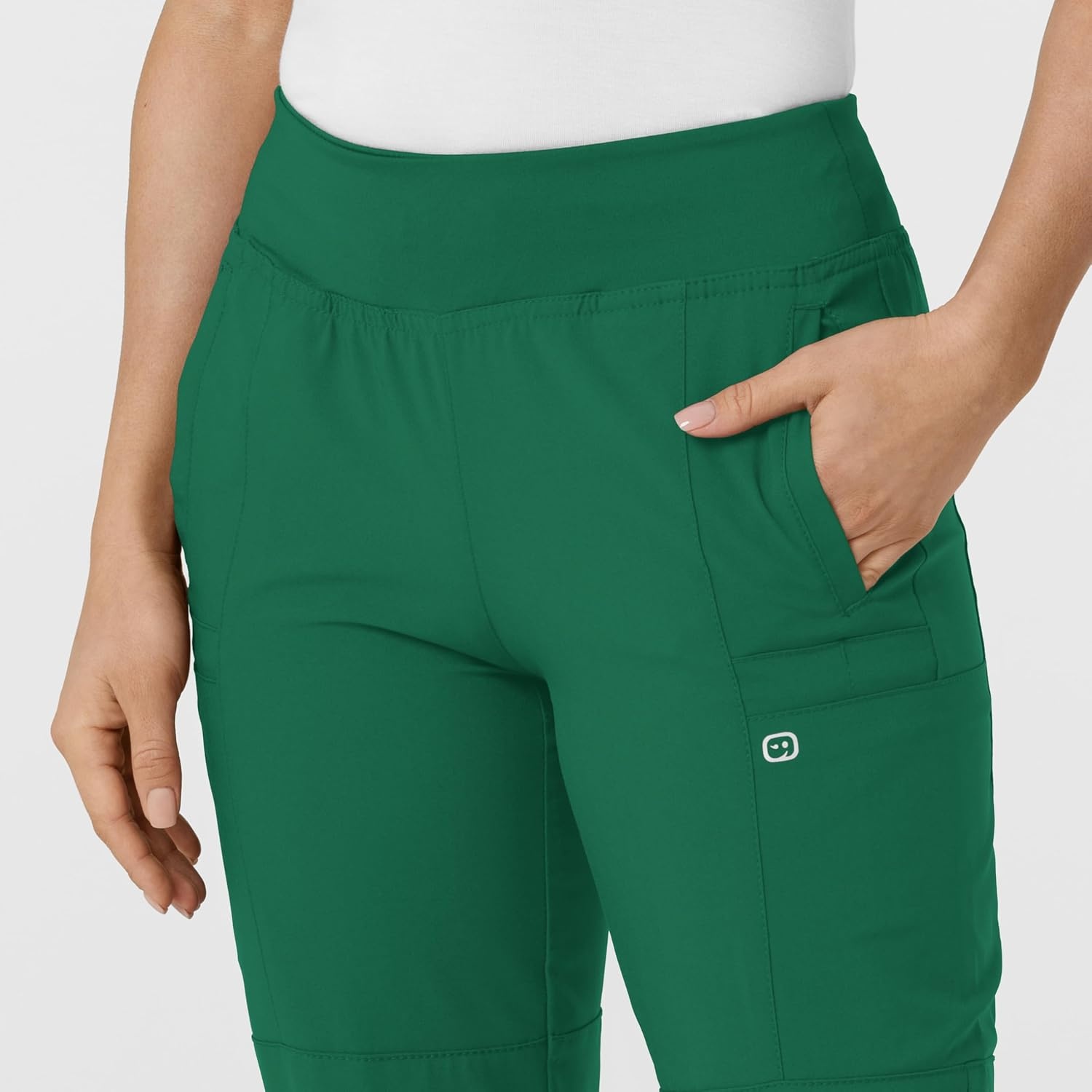 WINK Scrubs for Women, W123, Comfort Waist Cargo Joggers Pants with 8 Pockets(Hunter)