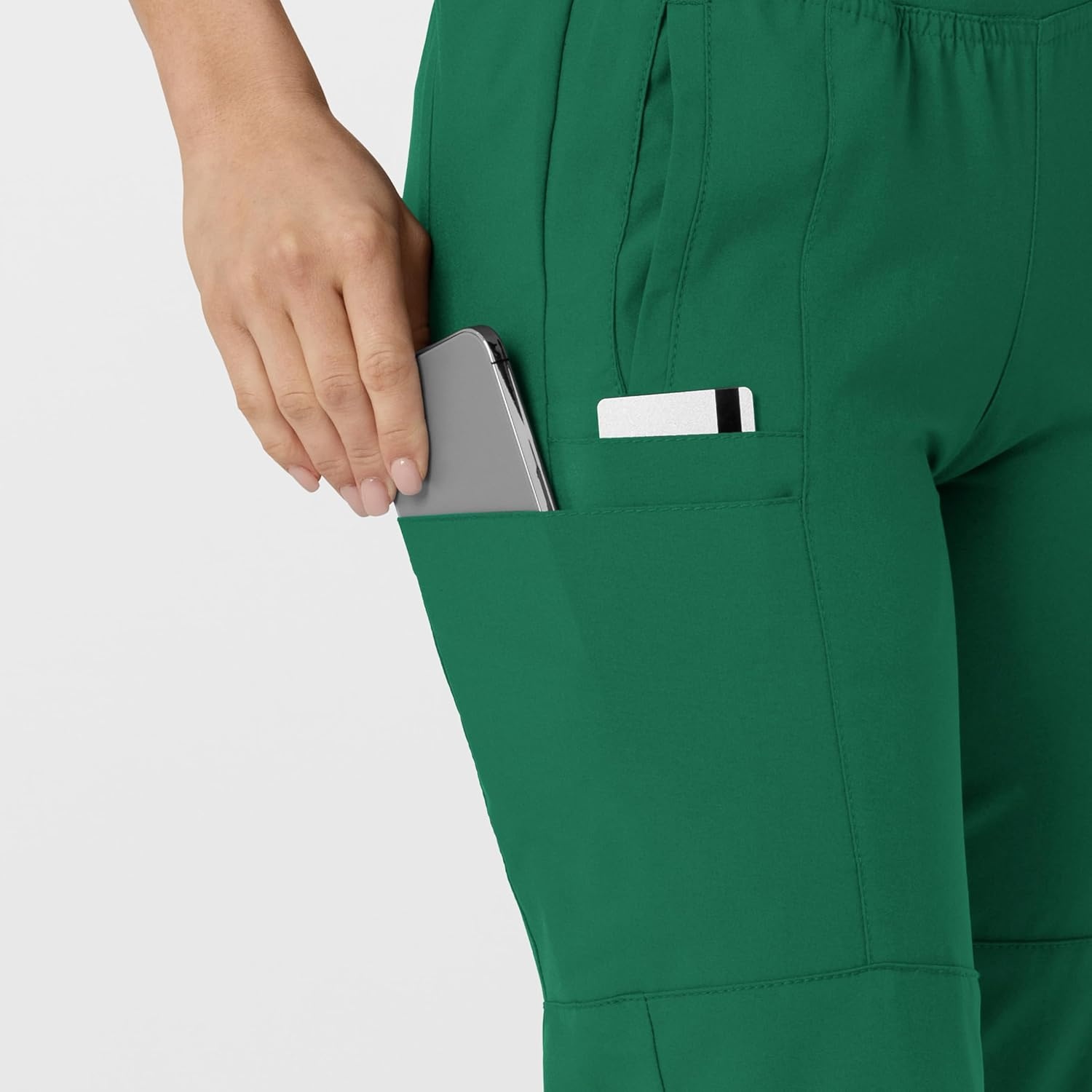 WINK Scrubs for Women, W123, Comfort Waist Cargo Joggers Pants with 8 Pockets(Hunter)