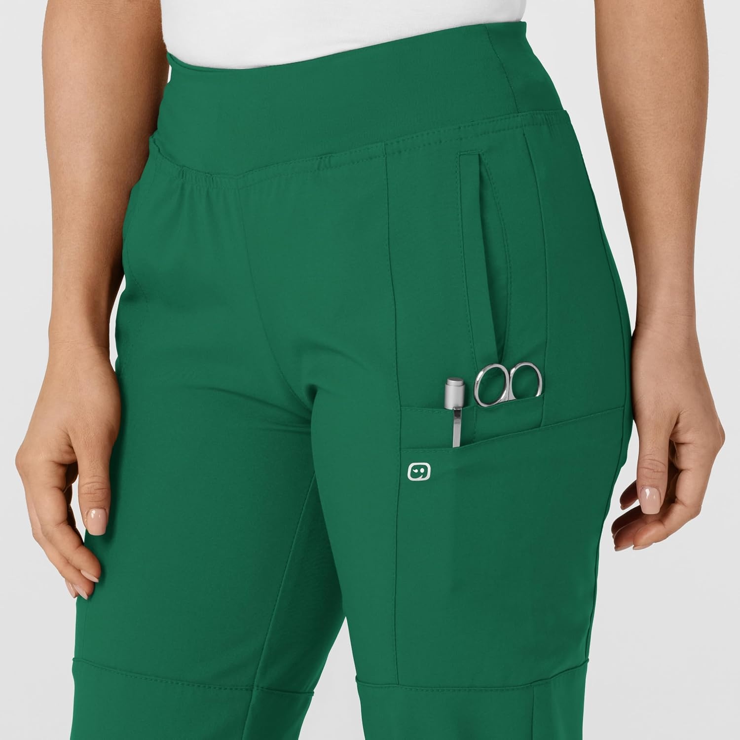 WINK Scrubs for Women, W123, Comfort Waist Cargo Joggers Pants with 8 Pockets(Hunter)