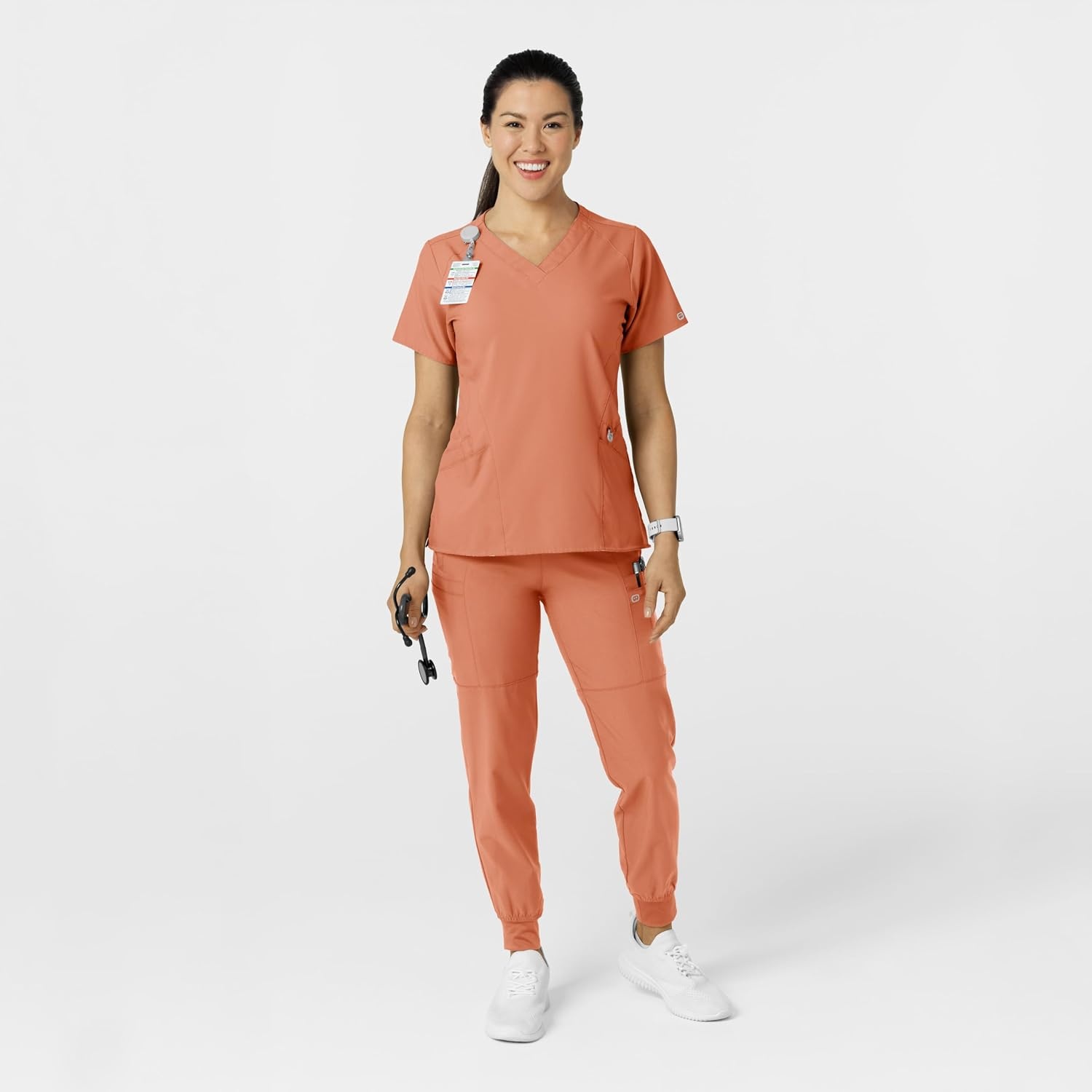 Wink W123 Women’s Comfort Waist Cargo Jogger Scrub Pant(Terracotta)