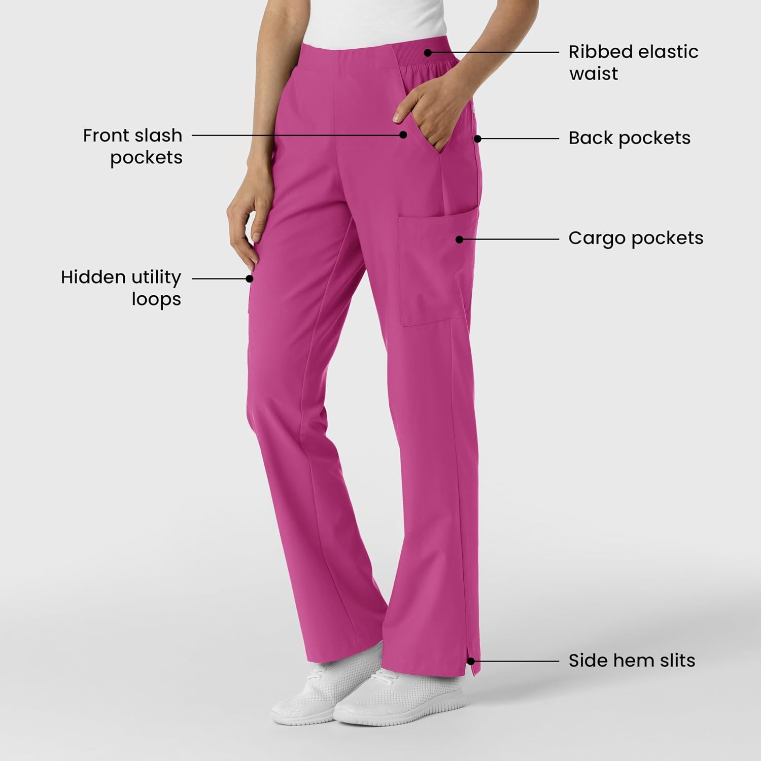 Wink Women’s Women’s Cargo Utility Scrub Pant(Raspberry)